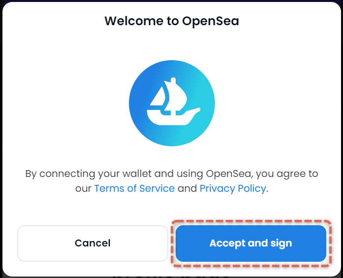 「OpenSea」の承諾確認画面