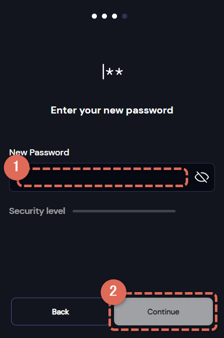 Xverse Walletのパスワード設定画面